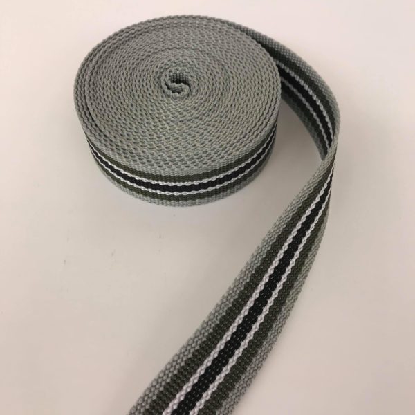 Tassenband streep grijs/groen/zwart
