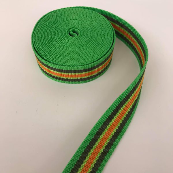 Tassenband streep groen/bruin/oranje
