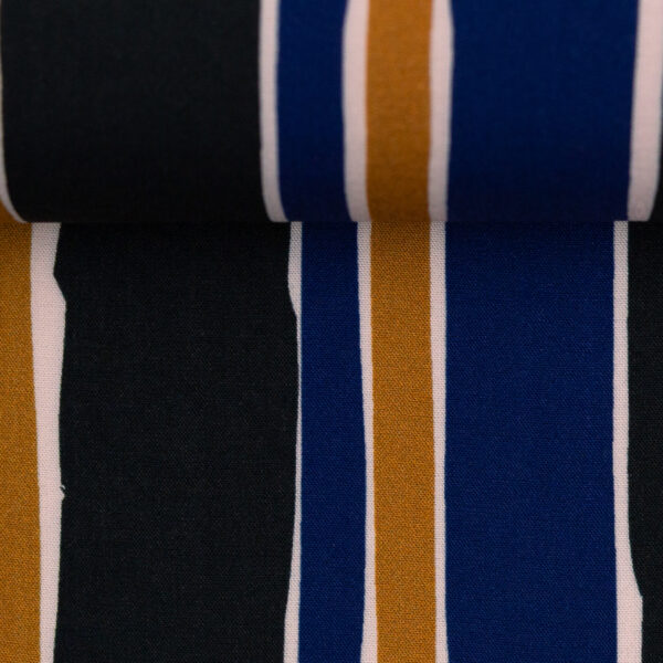 Viscose Stripes oker/blauw:zwart